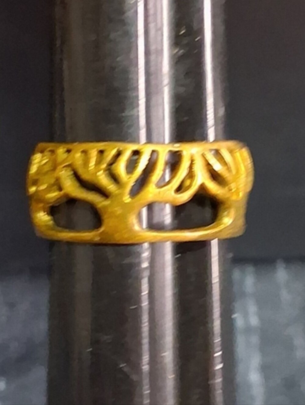 Vintage-Inspired Sterling Silver Gold Tree of Life Band Ring - Women's Jewelry 8